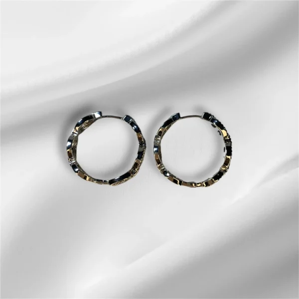 Zirconia link hoop earrings